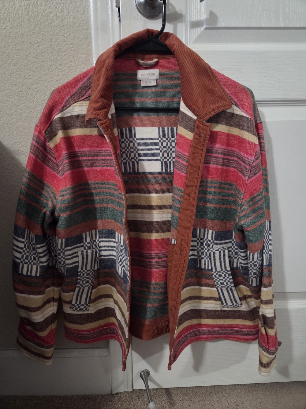 Brixton Striped Multicolor Corduroy-Collar Shirt Jacket